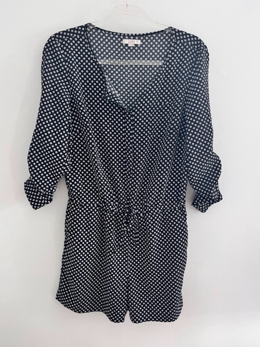 LOFT Black & White Clover Print Romper - size 4